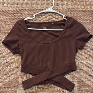 PacSun Chocolate Ribbed Crop Top